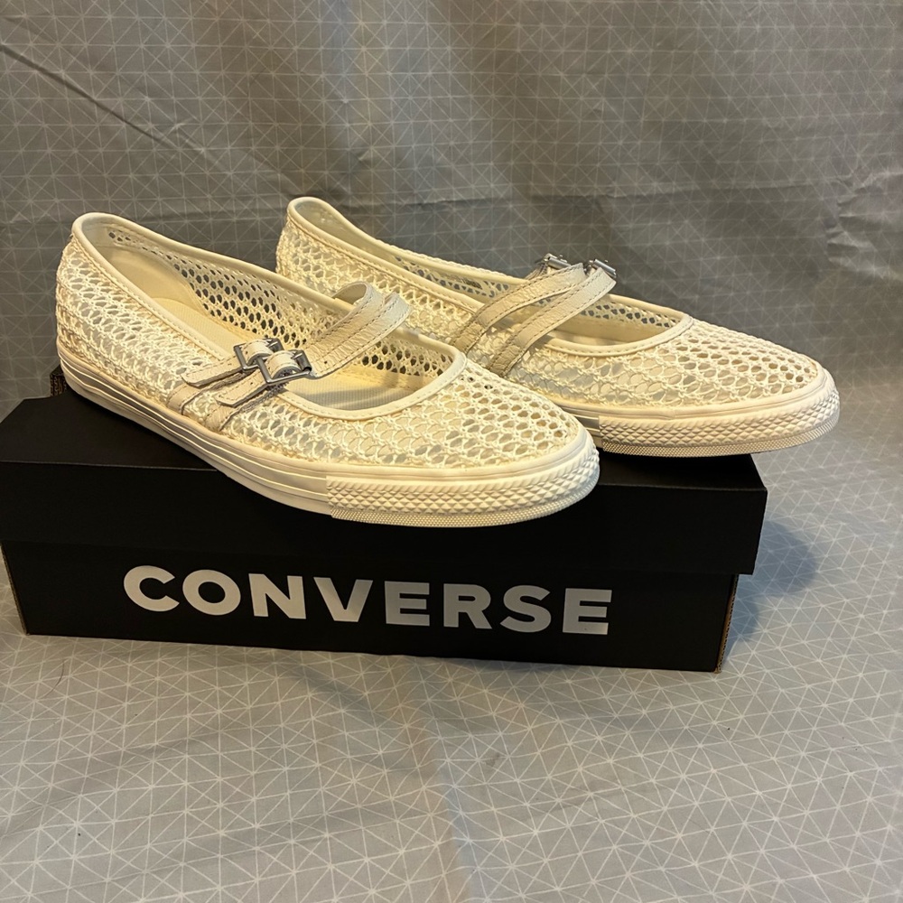 NIB Converse Dainty‎ Mesh Mary Jane in Egret/Papyrus 11